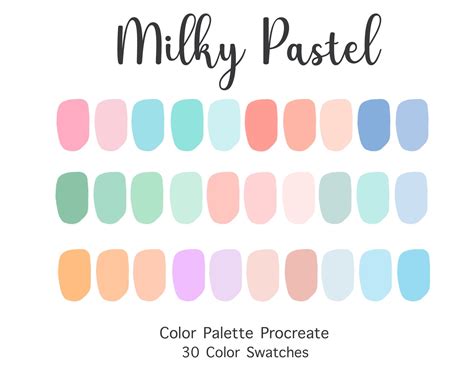 Procreate Color Palette Milky Pastel Color Swatches Etsy