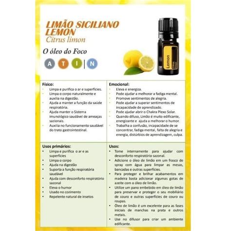 Óleo essencial Lemon Limão 15 ml doTERRA Stock Off