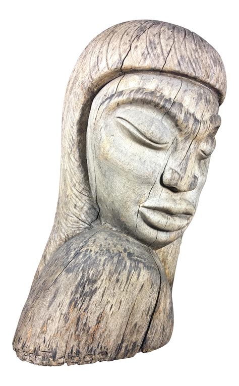 1963 Wooden Head Sculpture | Chairish