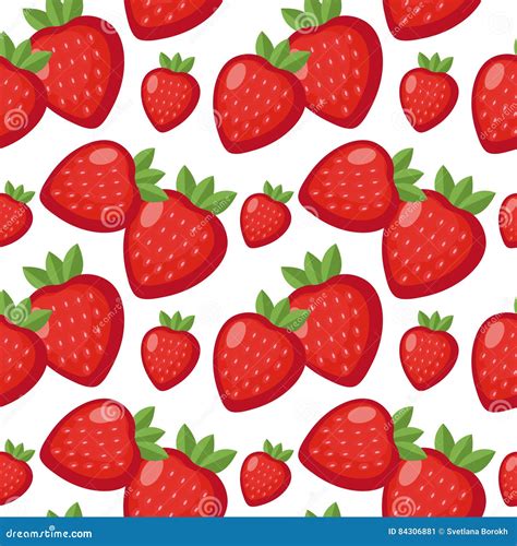 Strawberry Seamless Pattern Berry Endless Background Texture Stock