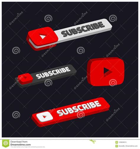 3d Youtube Subscribe Button Stock Vector Illustration Of