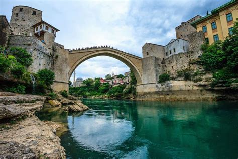 Stari Most Over Neretva River Mostar Bosnia And Herzegovina