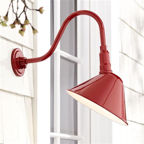 Franklin Iron Works Rustic Farmhouse Outdoor Barn Light Fixture Red 18