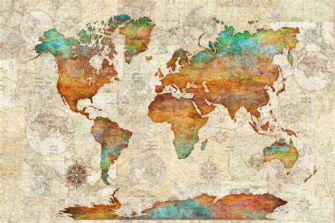 World Map Tapestry Decorative Wall Hanging By Dan Morris Etsy