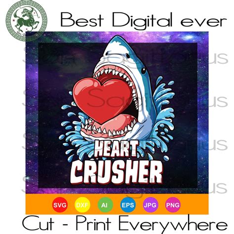 Heart Crusher Valentine Day Shark Boys Awesome Gift, Shark SVG Files