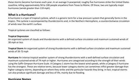 hurricanes worksheet answer key