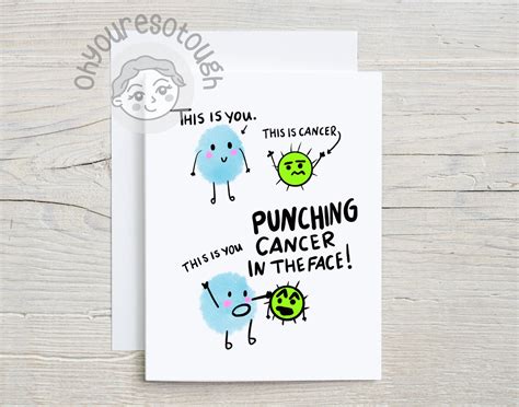 Cancer Encouragement Card Funny Punch Cancer In The Face Etsy Uk