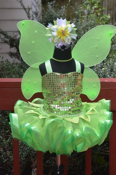 Tinkerbell Tink Fairy Tutu Dress Costume With Wings And Hair Etsy