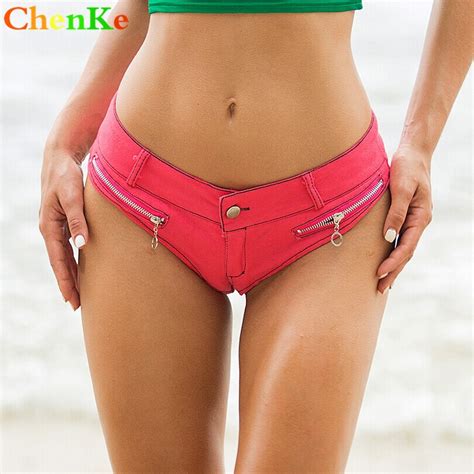 Chenke 2017 Spring Summer Sexy Womens Shorts Denim Zipper Pocket Female