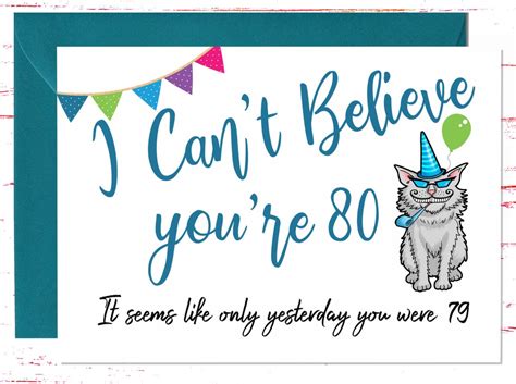 Funny 80th Birthday Card Her Sarcastic Birthday Card For 80th Birthday