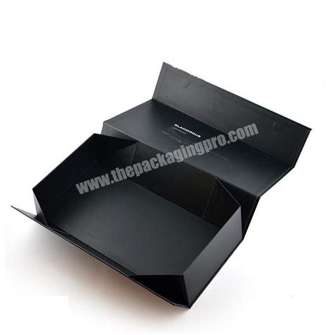 custom luxury black with magnetic flap closure rigid folding t box foldable cardboard cloth