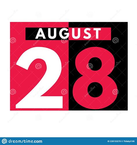 August 28 Modern Daily Calendar Icon Date Day Month Stock