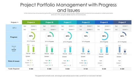Project Portfolio Management With Progress And Issues Presentation