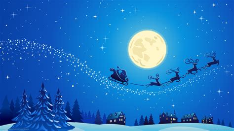 Download Santa Into The Winter Christmas Night Wallpaper By