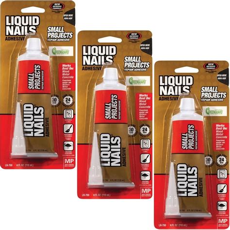Liquid Nails Ln700 4 Ounce Small Projects And Repairs Adhesive 3 Pack