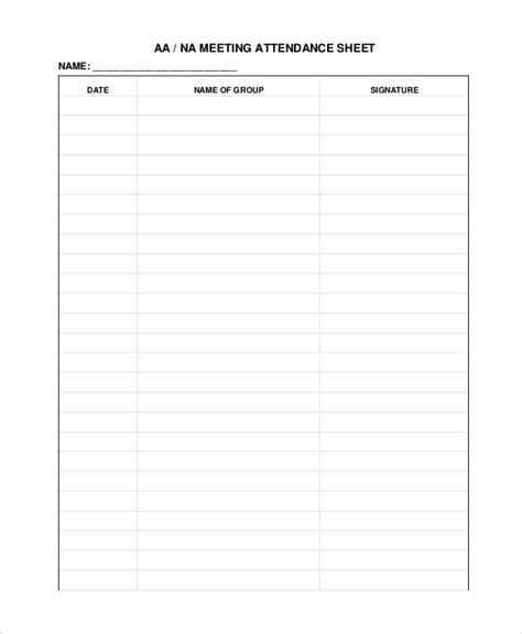 Toolbox Meeting Attendance Sheet
