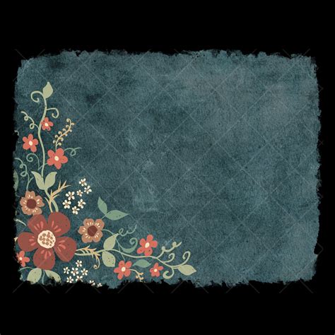 Sublimation Png Background Teal Canvas With Flowers Spring Etsy