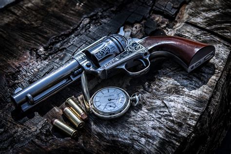 Download Still Life Pocket Watch Gun Military Pistol Man Made Revolver