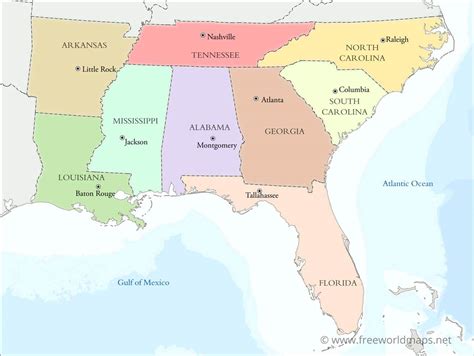 Map Of Southeast Usa With States And Capitals Hot Sex Picture