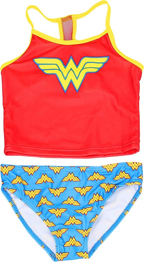 Dc Comics Little Girls Wonder Woman 2 Piece Tankini Swimsuit Set 6x