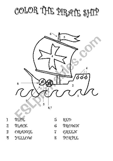Color The Pirate Ship Esl Worksheet By Songbird