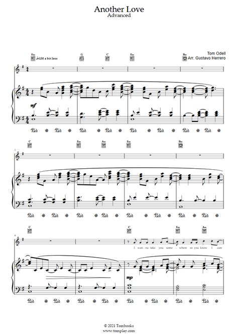Another Love Advanced Level Solo Piano Tom Odell Piano Sheet Music