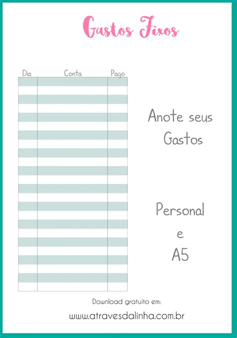 Planner Financeiro Gratuito Personal E A Atraves Da Linha