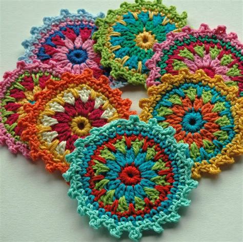 Crochet Flower Motif Coasters Free Pattern Annie Design Crochet