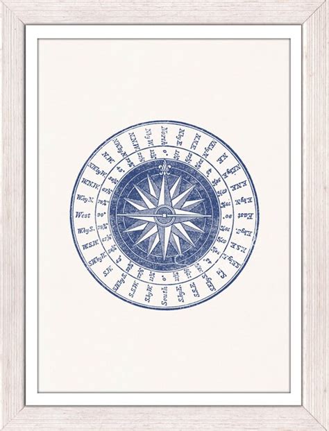 nautical print poster vintage compass rose in by seasideprints
