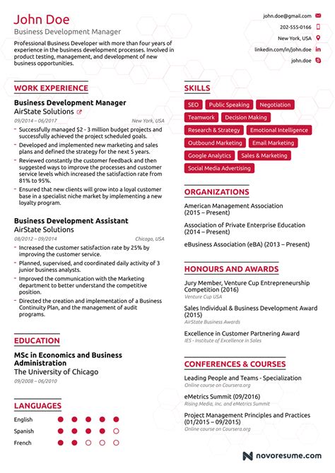 Business Development Manager Resume Example For 2024