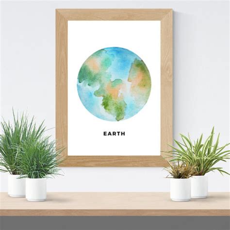Earth Printable Wall Art Planet Wall Art Solar System Etsy