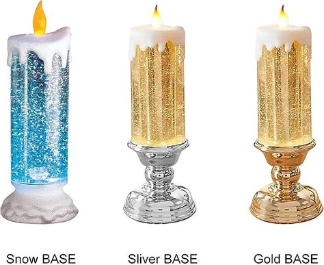 24cm Candle Flickering Swirling Glitter Led Colour Changing Flameless