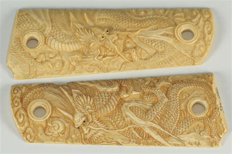 Lot 190 Japanese Ivory Dragon Pistol Grips And Eggplant