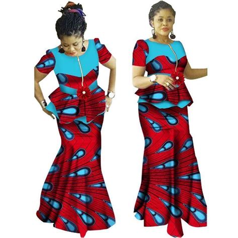 2 Pieces Sets African Skirt Sets For Women Dashiki Patchwork Flower