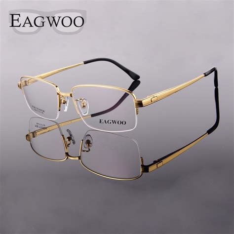 pure titanium eyeglasses frame men half rim optical frame prescription reading glasses big wide
