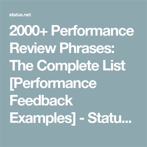 2000 Performance Review Phrases The Complete List Performance