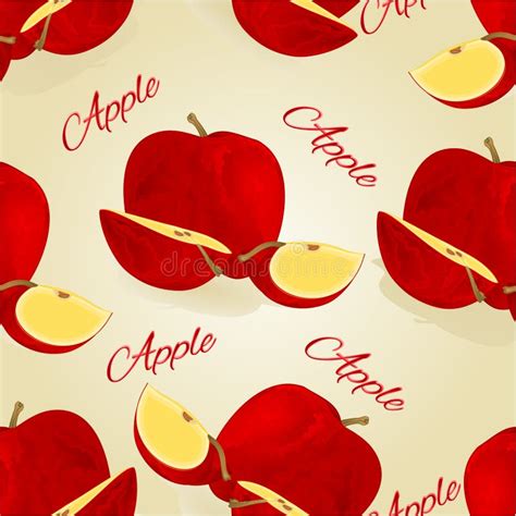 Seamless Texture Red Apple Fruit Healthy Lifestyle Vintage Vector