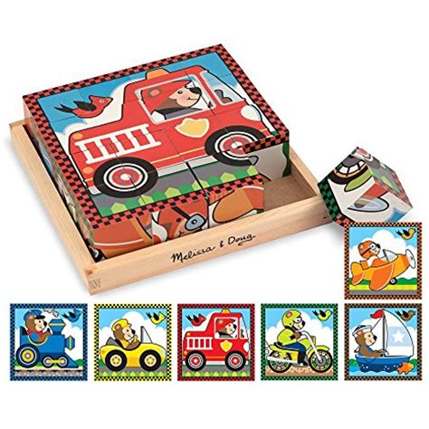Melissa And Doug Vehicles Wooden Cube Puzzle With Storage Tray 6