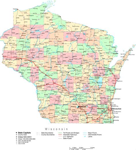 Wisconsin Printable Map