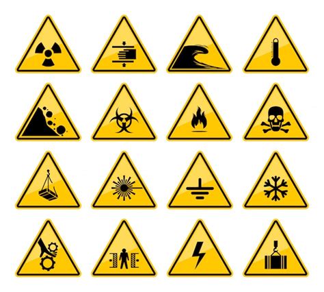 Предупреждающие знаки опасности и предупреждения об опасности Премиум
