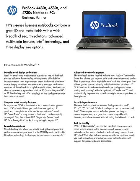 Download Free Pdf For Hp Probook 4730s Laptop Manual