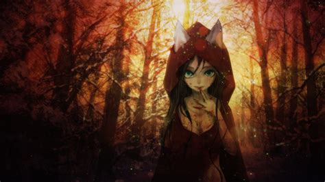 Download 1920x1080 Anime Girl Fantasy Animal Ears Hoodie Forest