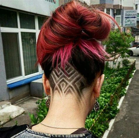 Undercut Tattoo With Cherry Red Extensions Deadly Combo Get That Look
