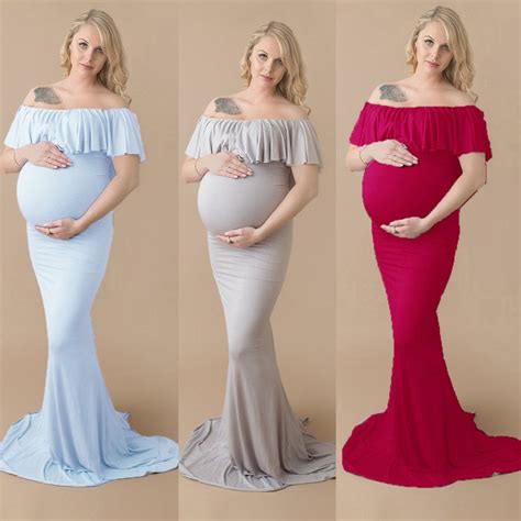 Maternity Dress Maternity Photography Props Burgundy Maxi Dress Elegant Pregnancy Photo Shoot