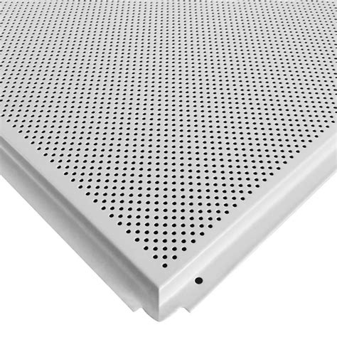 Perforated metal suspended acoustic ceiling panels for big space soundproof constructions (stadium, studio, workshops, hotels, airport, railway and other facilities). TopTile White 2 ft. x 2 ft. Perforated Metal Ceiling Tiles ...