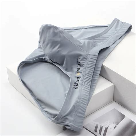 Ice Silk Mens Briefs Low Waist Sexy Mens Underwear Ultrathin Breathable Exciting Convex Bag