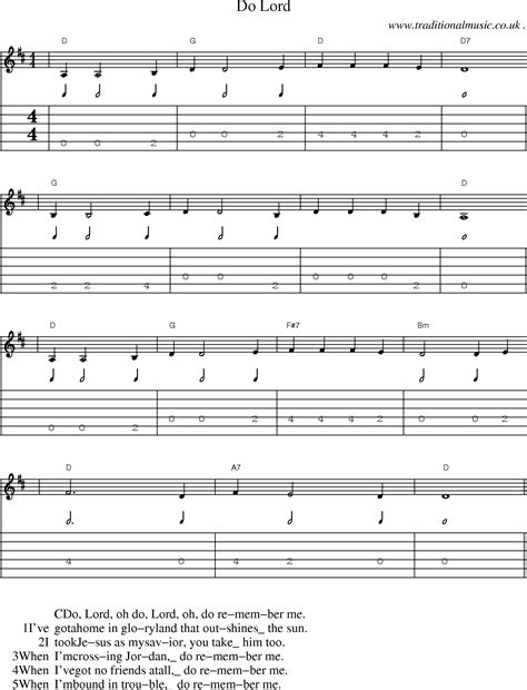 American Old Time Music Scores And Tabs For Guitar Do Lord
