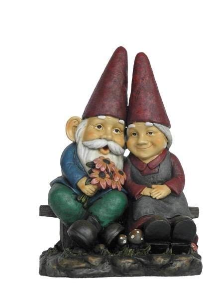 gnome old couple on bench statue gnome statues old couples gnome garden