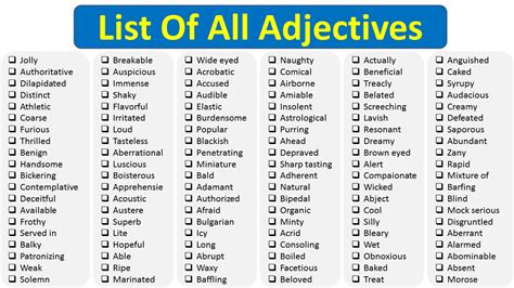 List Of Adjectives A Huge List Of Adjective Examples OFF