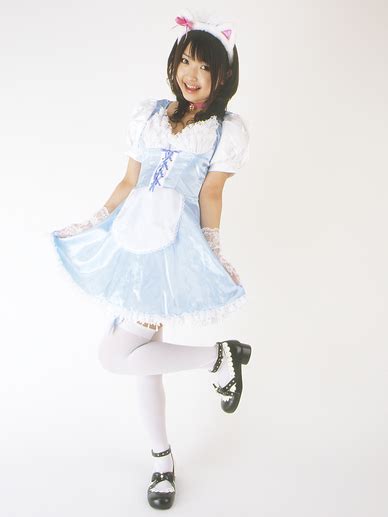 Yoshiko Suenaga Japanese Cute Idol Sexy Blue Cat Servant Dress Fashion